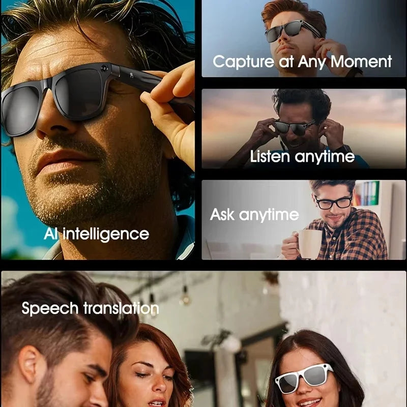 4K Transition Lenses AI Voice Translation Smart Eyewear