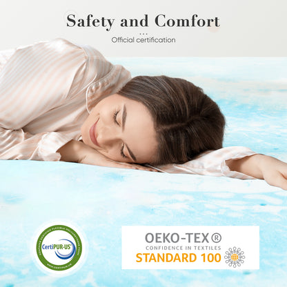 Memory Foam Cooling Gel Swirl Infused Bed Topper For Back Pain