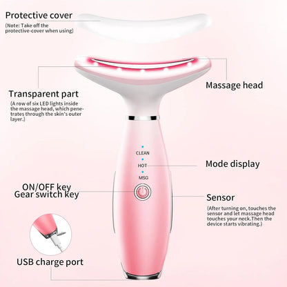 3-in-1 Neck & Facial Massager, Face Sculpting Tool With Thermals & Vibration