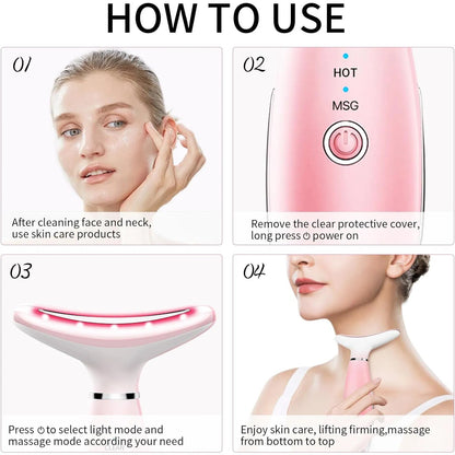 3-in-1 Neck & Facial Massager, Face Sculpting Tool With Thermals & Vibration