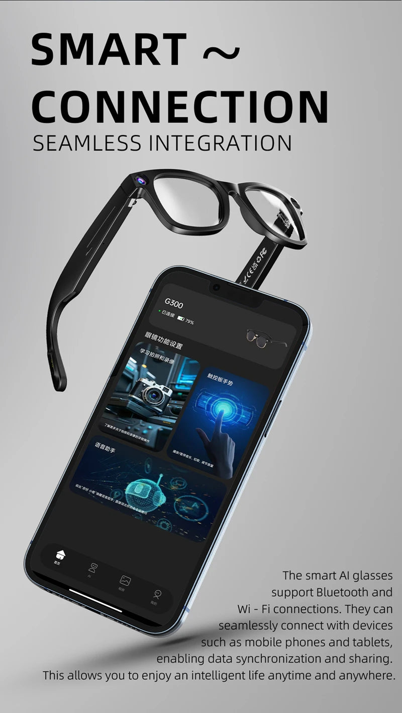AI Voice Translation 4K Transition Lenses Smart Eyewear